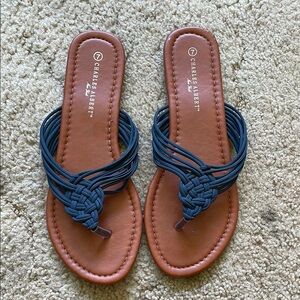 Women’s Size 7 Charles Albert Blue and Brown Nautical Sandals